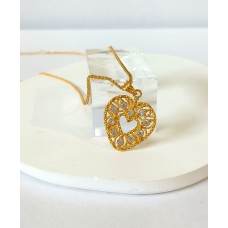 Ασημένιο κολιέ επίχρυσο - Καρδιά με ζιργκόν (SN229)